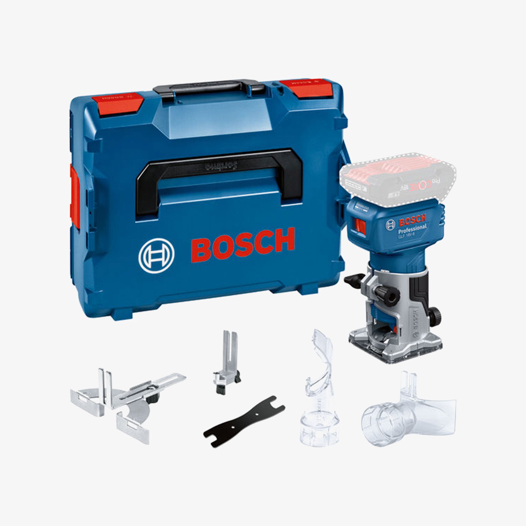 BOSCH 06016C6001 GLF 18V-8 Vertical router in L-BOXX 136 with accessories for guide system