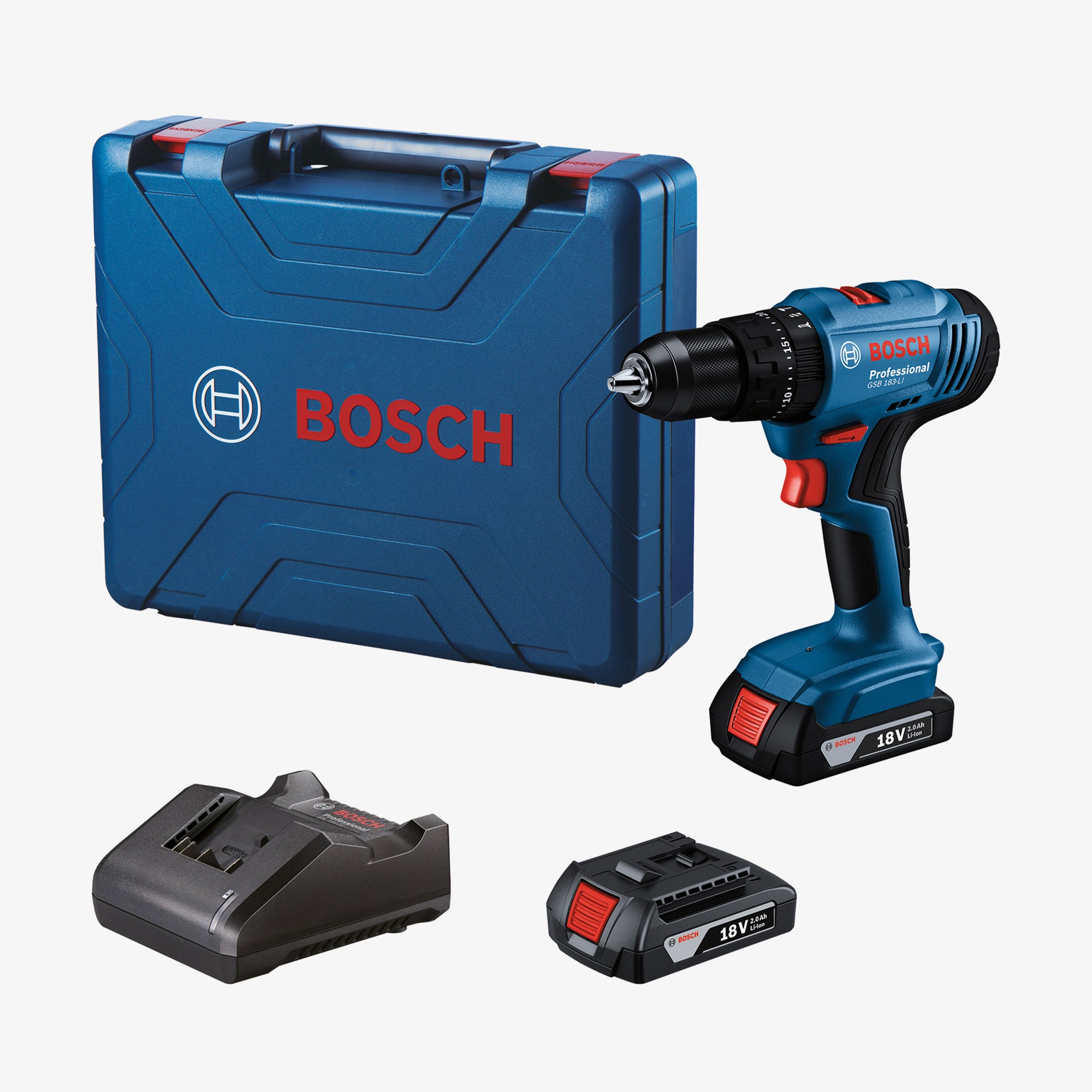 BOSCH 06019K9100 GSB 183-LI Akumulatorska udarna bušilica u kovčegu sa punjačem i baterijama(2x 2Ah + GAL 18V-20)