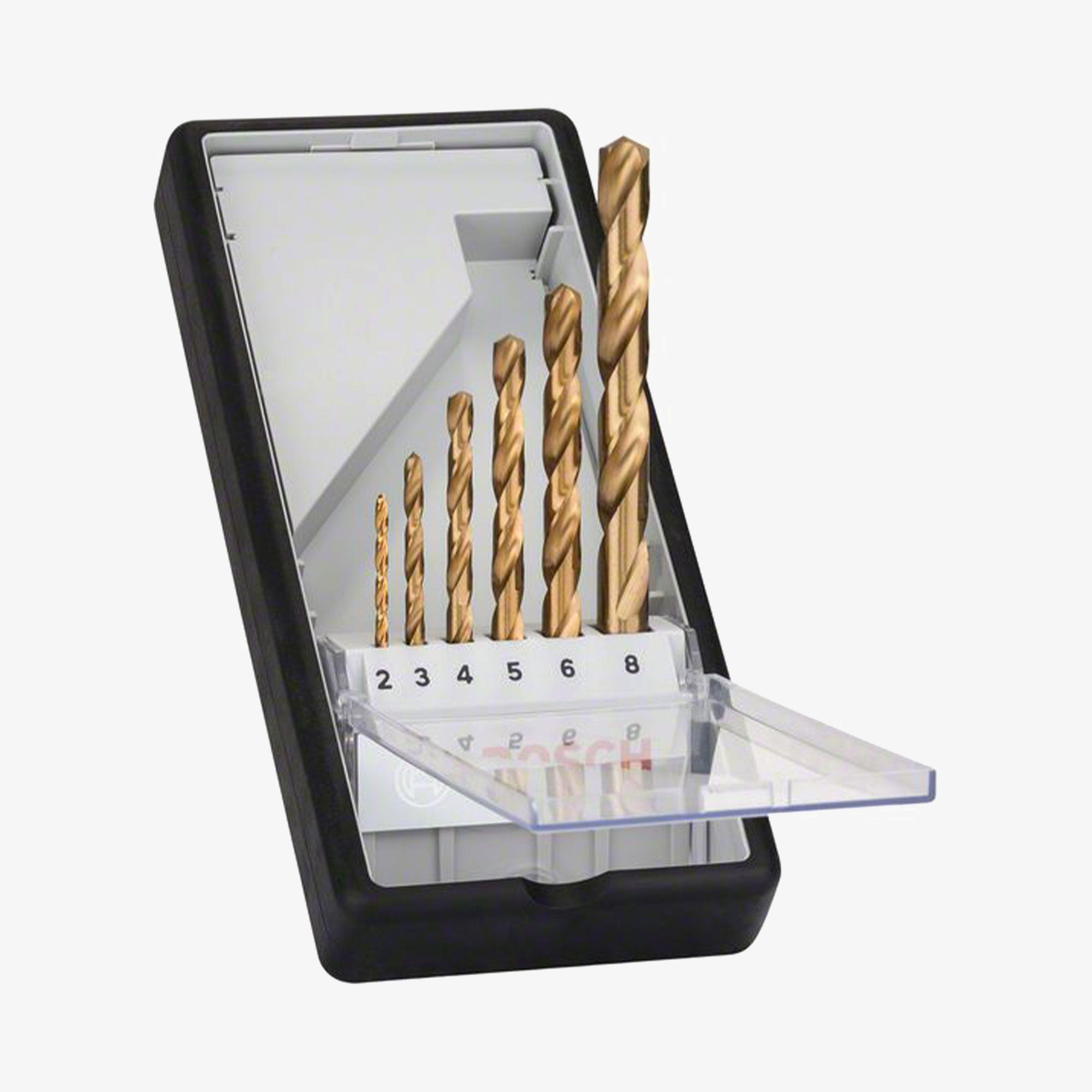 BOSCH 2607010530 Satz mit 6 Bohrern für Metall Robust Line HSS-TiN, 135°, 2 – 8 mm