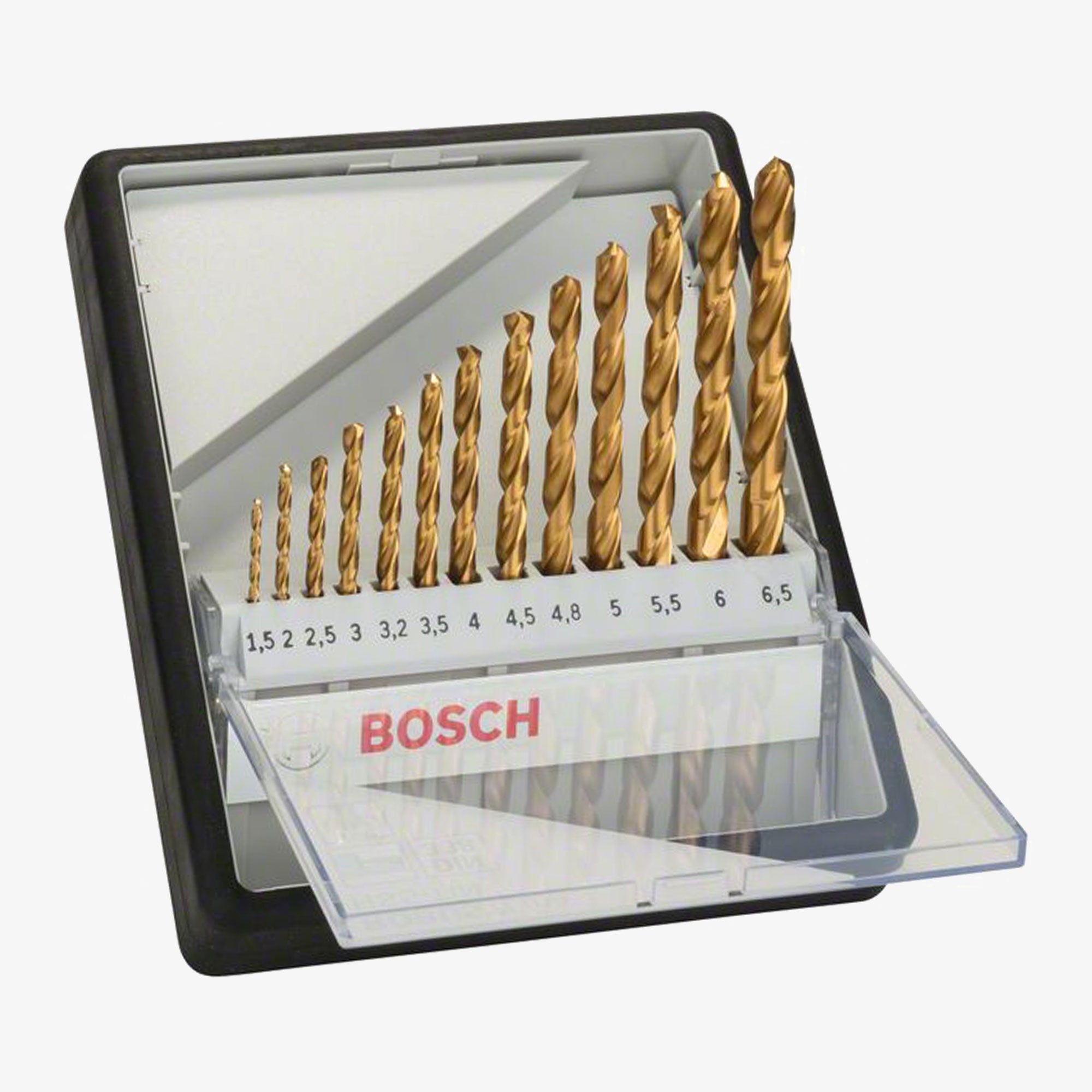 BOSCH 2607010539 Set of 13 drill bits for metal Robust Line HSS-TiN, 135°, 1.5 – 6.5 mm