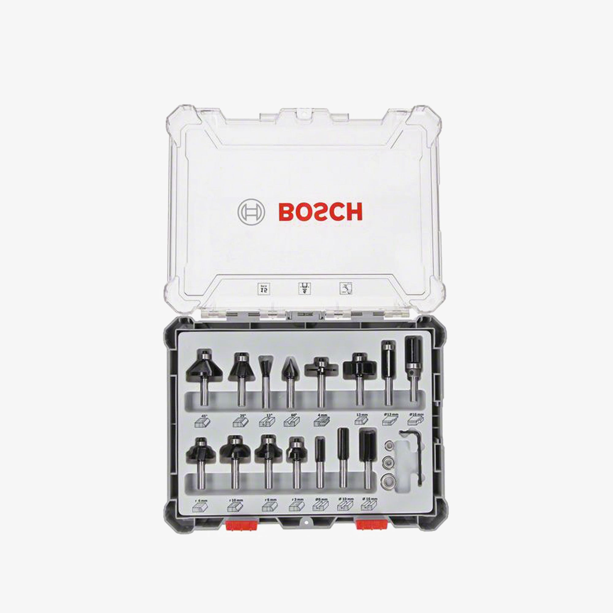 BOSCH 2607017471 Milling cutter set, 15-piece, mixed, 6 mm shank