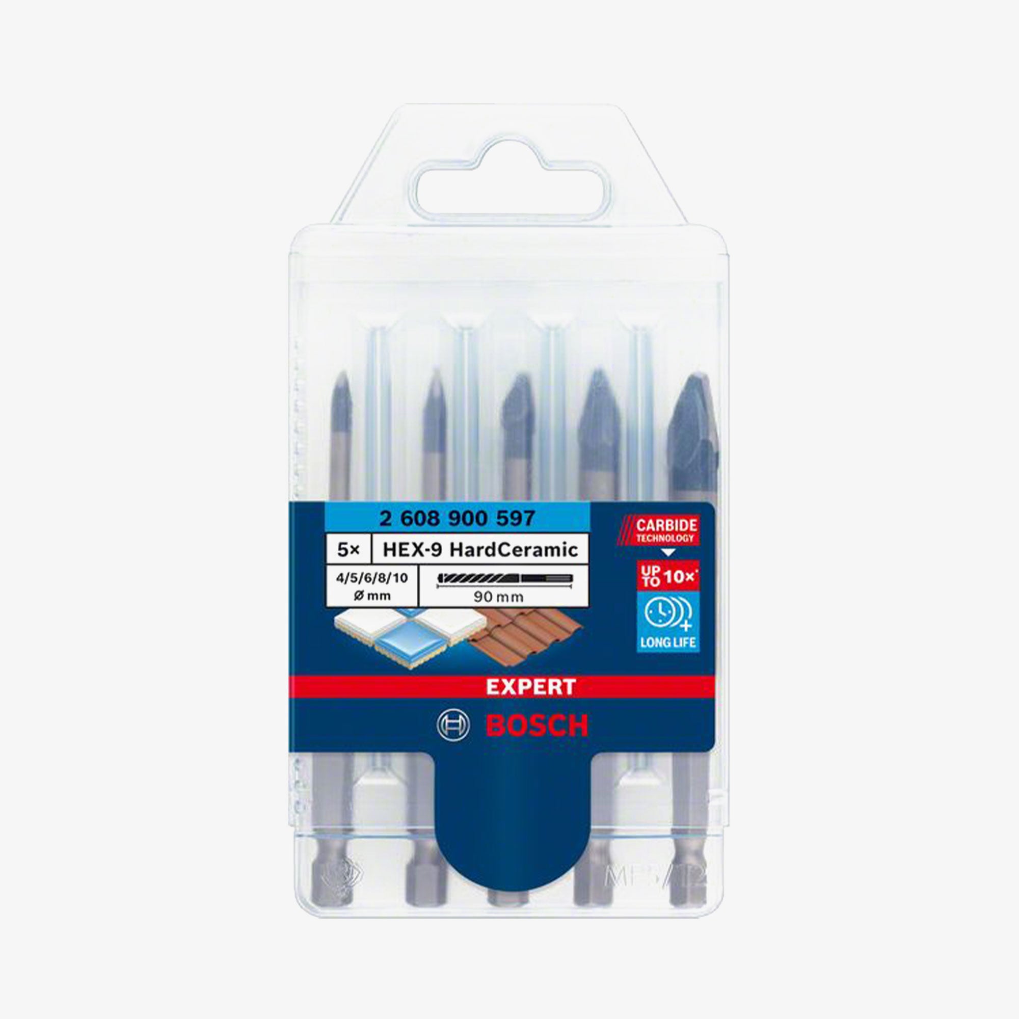 BOSCH 2608900597 Drill bit set EXPERT HardCeramic HEX-9 4/5/6/8/10 mm