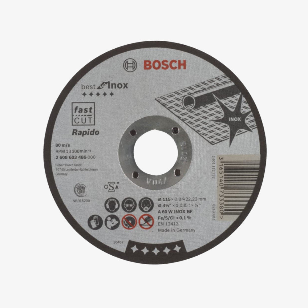 BOSCH 2608603486 Schneidebrett flach Best for Inox - Rapido 25 Stück 115 x 0,8 mm 