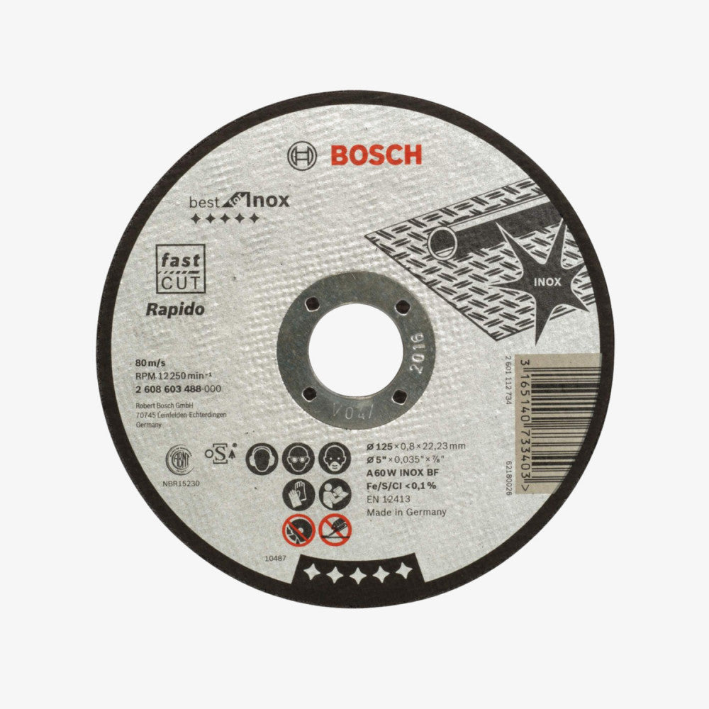 BOSCH 2608603488 Schneidebrett flach Best for Inox - Rapido 125 x 0,8 mm 