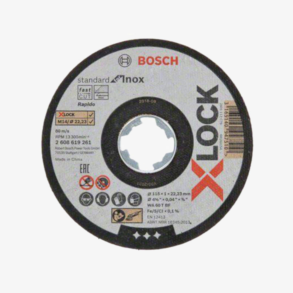 BOSCH 2608619261 Schneidebrett Standard für Inox X-LOCK 25 Stück 115 x 1 x 22,23 mm, gerader Schnitt