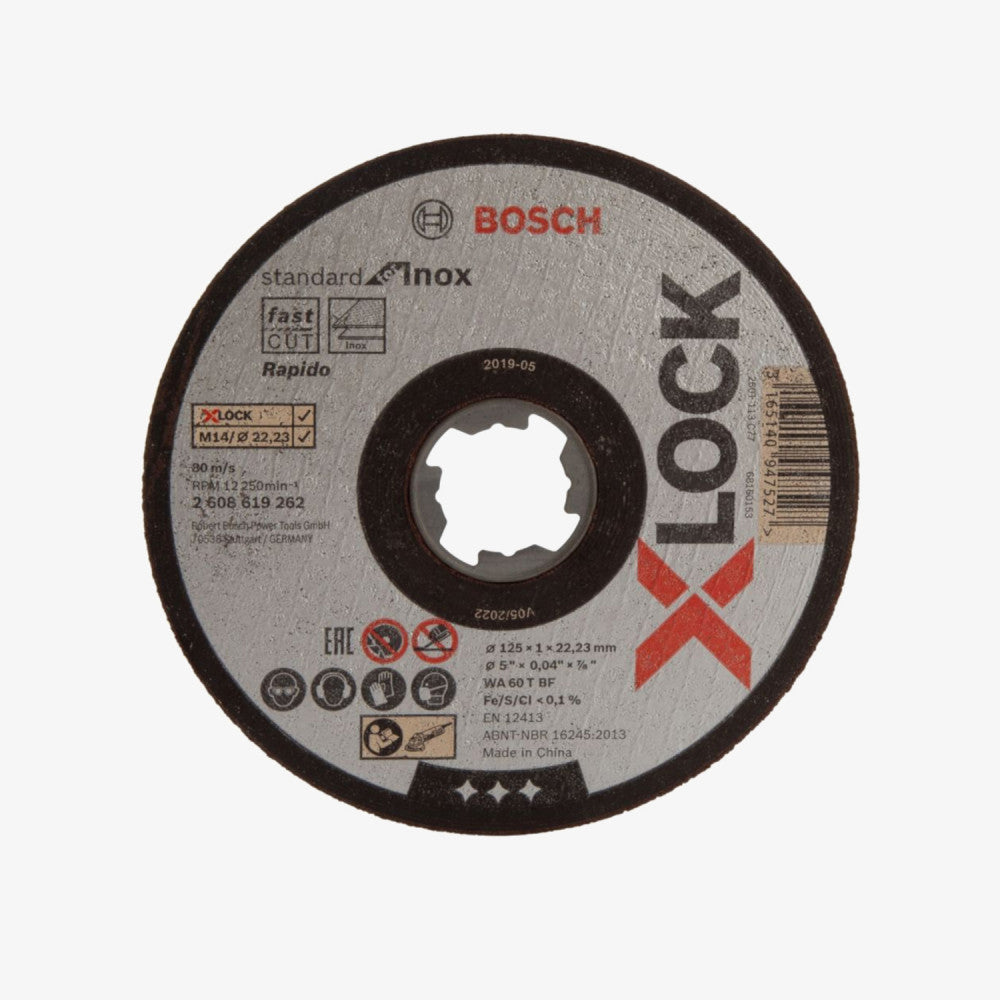 BOSCH 2608619262 Schneidplatte Standard für Inox X-LOCK 25 Stück 125 x 1 x 22,23 mm, gerade schneidend