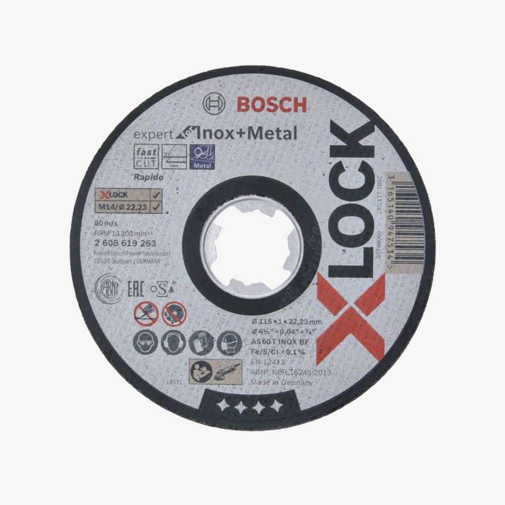 BOSCH 2608619263 Schneidbrett Expert für Inox + Metall X-LOCK 115 x 1 x 22,23, gerader Schnitt