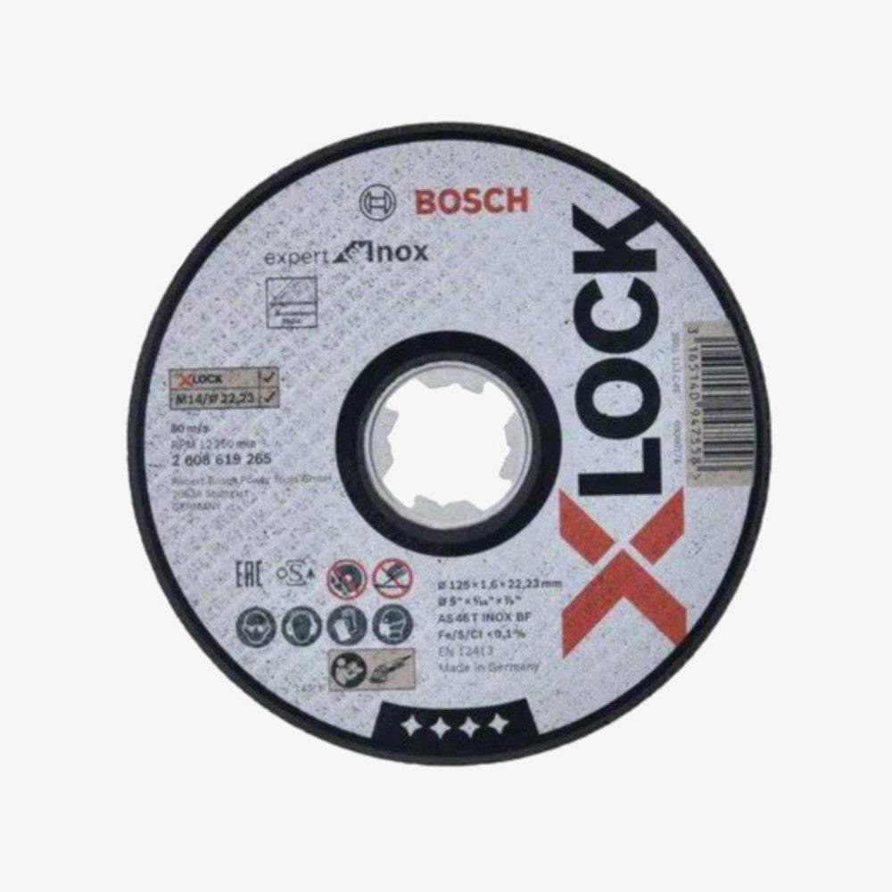 BOSCH 2608619265 Schneidbrett Expert für Inox X-LOCK 25 Stück 125 x 1,6 x 22,23, gerader Schnitt