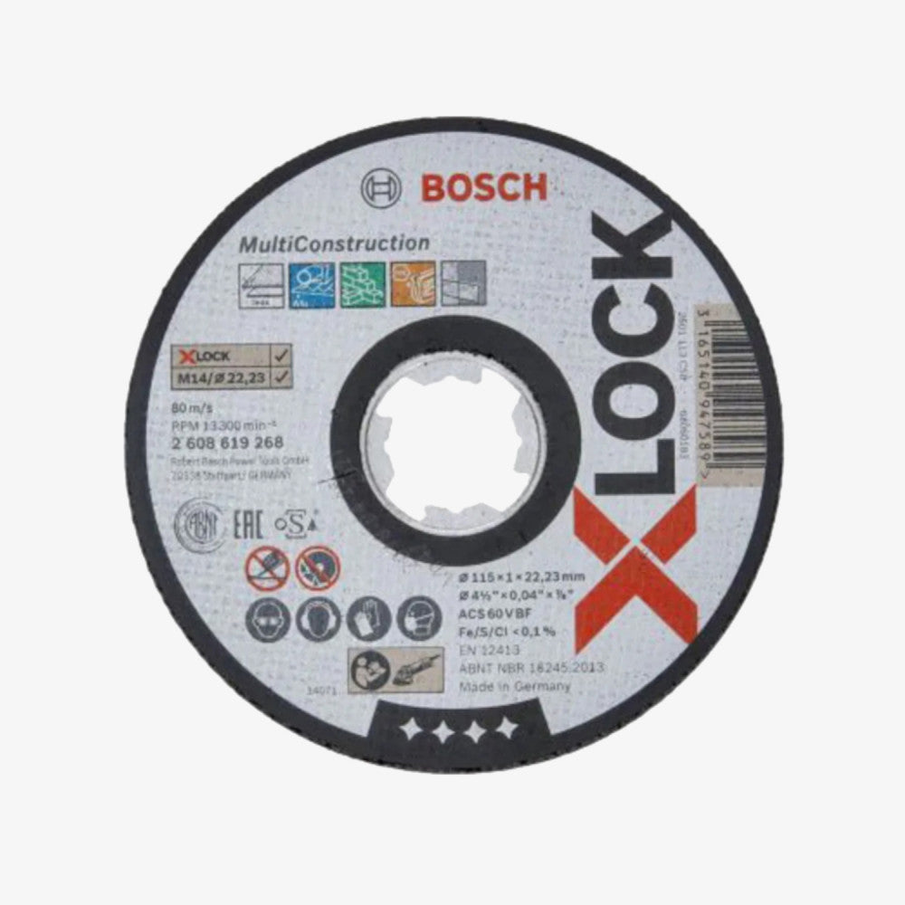 BOSCH 2608619268 Schneidebrett Multi Material X-LOCK 25 Stück 115 x 1 x 22,23 mm, gerader Schnitt