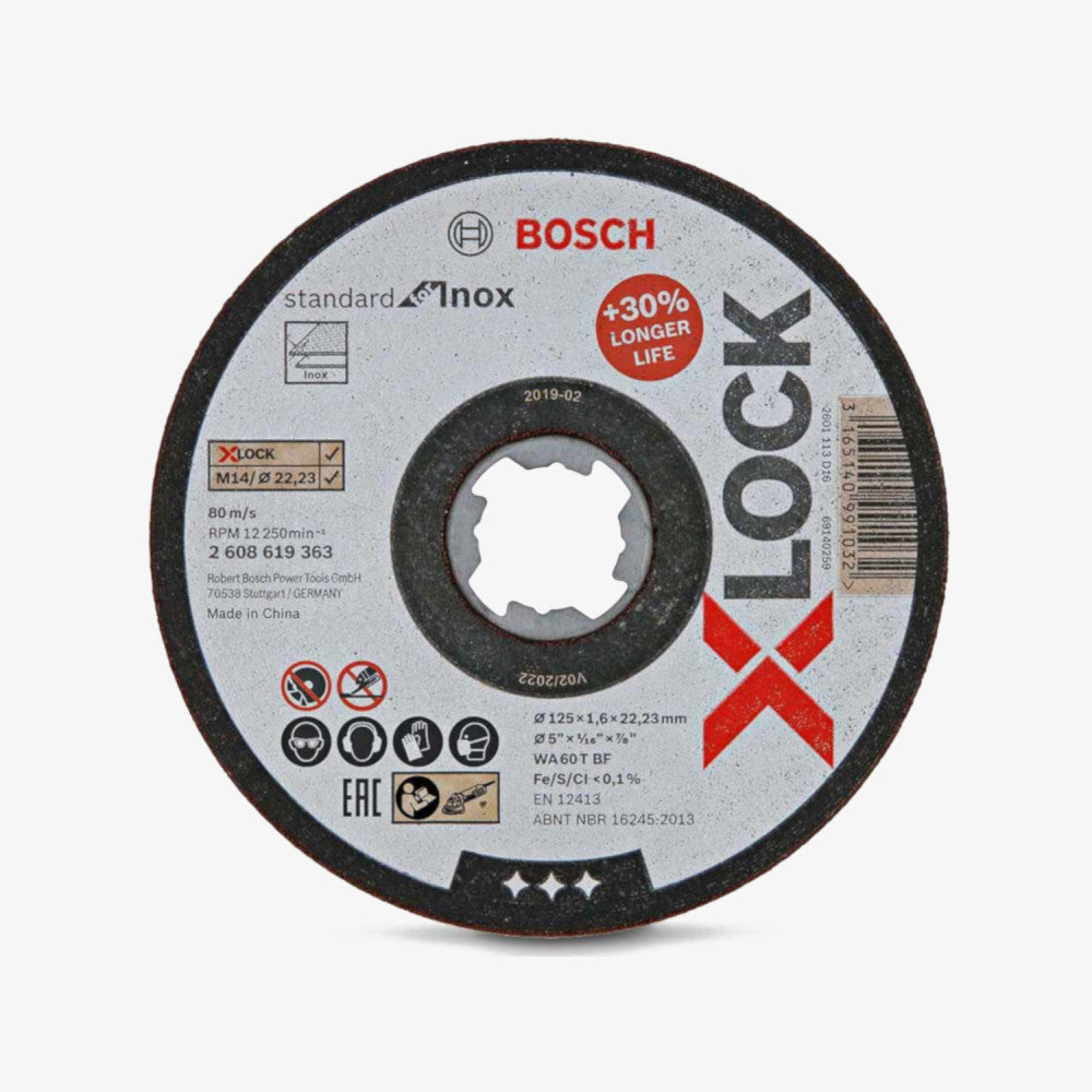 BOSCH 2608619363 Schneidebrett Standard für Inox X-LOCK 25 Stück 125 x 1,6 x 22,23 mm T41